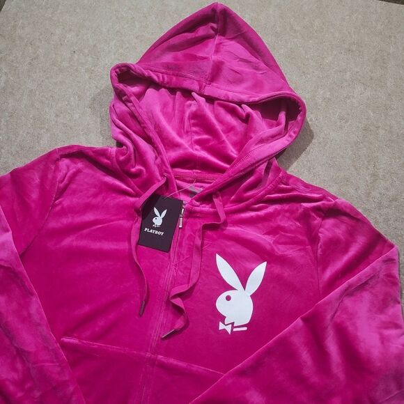 PLAYBOY Fuchsia Pink Hoodie Jacket -S - Picture 3 of 8